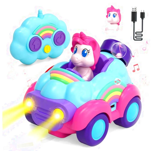 Lehoo Castle Toys for 3 Year Old Girl, Rechargeable Girl Remote Control Cars Ages 2-4, Unicorn Toys RC Cars for Toddlers with Lights & Music, Kids Toys Girls 3-5