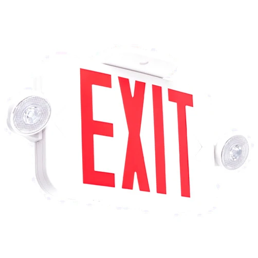 LIT-PaTH LED Combo EXIT Sign with 2 Adjustable Head Lights and Doube Face, Back Up Batteries- US Standard Red Letter Emergency Exit Lighting, UL 924 and CEC Qualified, 120-277 Voltage, 1-Pack