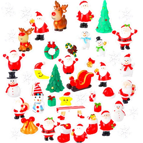 Skylety 40 Piece Resin Garden Ornaments DIY Kit - Christmas Pendant Accessories & Snow Globe Figurines for Party Decorations