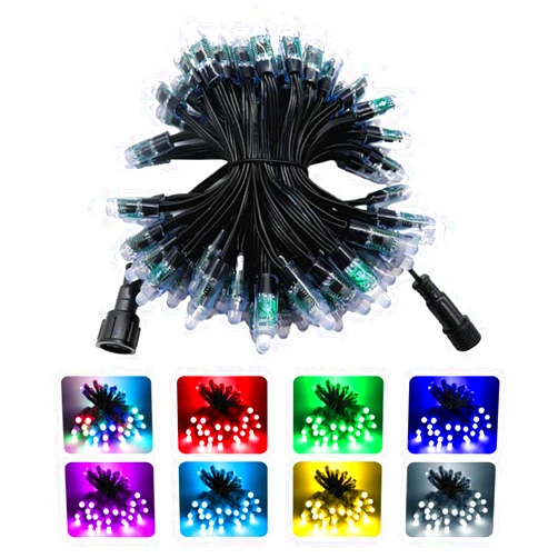 Paulzhang 500LED 24V WS2811 LED Pixel String Lights with Xconnect Waterproof Pigtail 12mm Diffused Addressable Dream Color RGB LED String Light (24V500pcs with Xconnector)