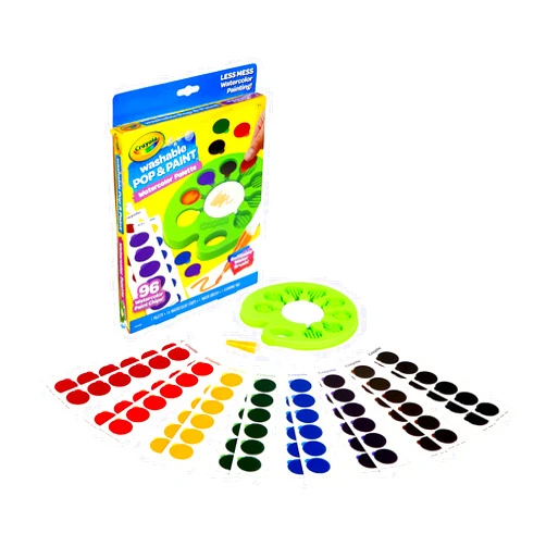 Crayola Watercolor Pop & Paint Palette, Washable Paint Kit, Less Mess Watercolor Paint Set for Kids, Toddler Stocking Stuffers & Gifts