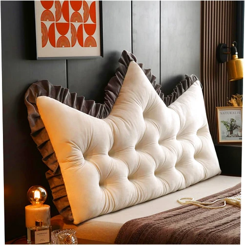 Triflice Large Headboard Pillow Soft Crown Shape Bed Reading Pillows Bed Back Pillow for Sitting in Bed Long Pillow for Bed Reading Pillow Adult Couch Sofa Backrest Pillow (Beige, 70.8in)