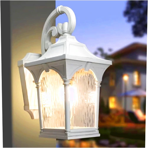 Byuuu White Outdoor Waterproof Wall Lamp, European Modern Minimalist Aluminium Wall Mounted Decorative Lighting Fixture, Industrial Style Bedroom Bedside Lamp, for Patio/Villa/Garden/Porch