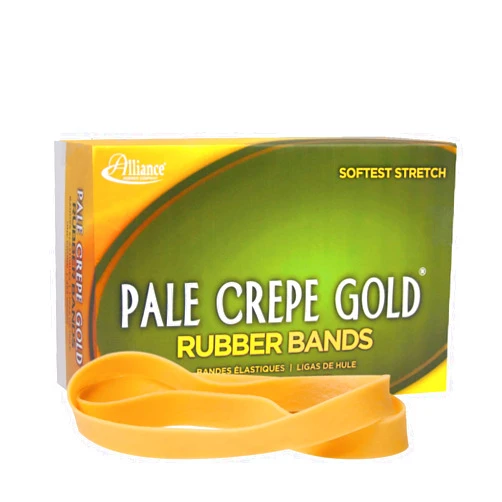 Alliance RUBBER COMPANY Alliance Rubber 21075 Pale Crepe Gold Rubber Bands Size #107, 1 lb Box Contains Approx. 60 Bands (7