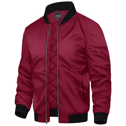 TACVASEN Mens Bomber Jackets Casual Fall Winter Warm Windbreaker Full Zip Windproof Outwear Padded Lined Coats