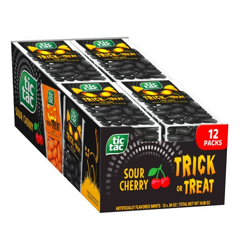 Tic Tac, Trick or Treat Sour Cherry Mints, Bulk 12 Pack, Party Favors, Great for Halloween, .84 oz Each