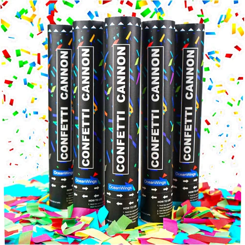 OceanWings Biodegradable Confetti Cannon Party Poppers - 5 Pack Party Poppers Confetti Shooters for Birthday Graduation Wedding New Years Eve Celebration Office Prank, Large Confetti Cannon