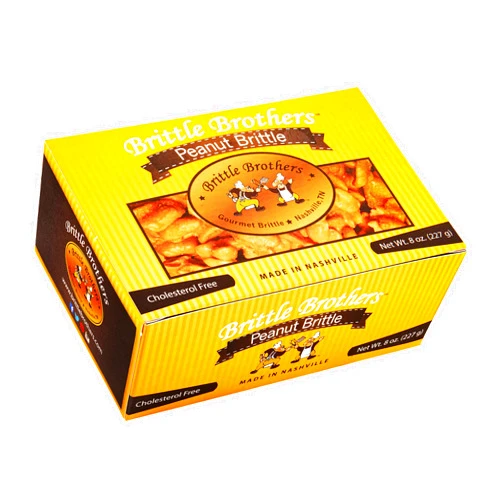Brittle Brothers Peanut Brittle - 8 oz Box - Voted #1 America - 4 x's more Nuts! - Cashew Pecan Bacon Corporate Gift Candy Snack Birthday Sampler Christmas Mother Father Graduation Office Mix Valentines Day Party