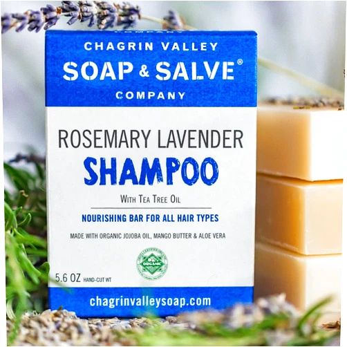 Chagrin Valley Soap & Salve Organic Natural Shampoo Bar - Rosemary Lavender - Chagrin Valley Soap & Salve (1 Bar)