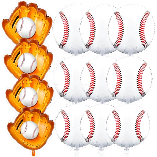 YUJUN 13PCS Baseball Balloons,Baseball Jumbo Glove Foil Mylar Sports Balloons for Birthdays Party Baseball Sports Themed Party Decorations Supplies (20in)