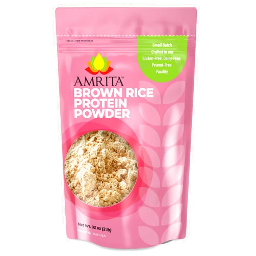 Amrita Brown Rice Protein Powder - Unflavored Vegan Protein Powder - Non-GMO, Gluten-Free, and Soy-Free - Plant-Based Protein - 36 Servings, 2 lb