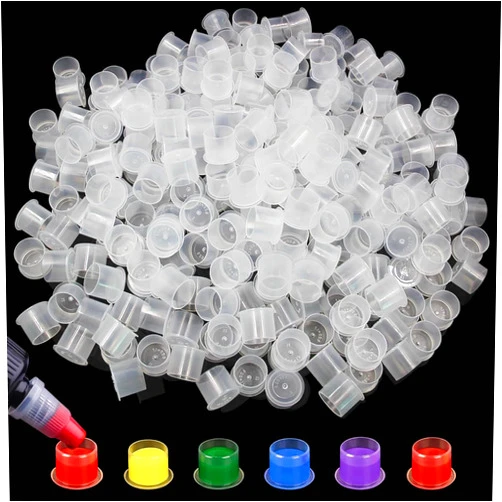 Prgislew 11MM Tattoo Ink Caps - 1000Pcs Disposable Ink Cups with Base for Pigment & Microblading