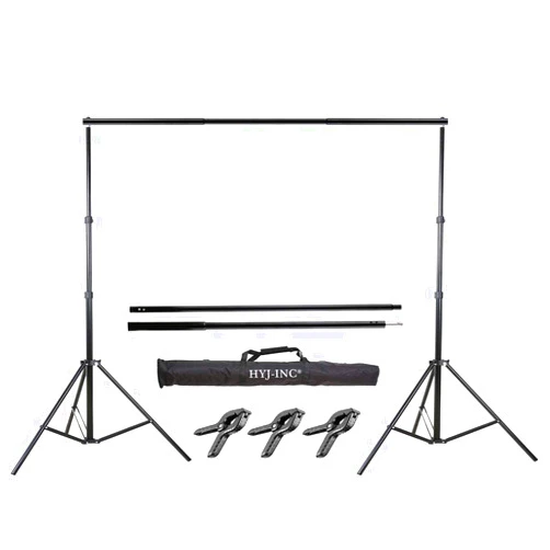 HYJ-INC Photo Video Studio 10 Ft Adjustable Background Stand Backdrop Support System Kit with Photography Background Holder Carry Bag