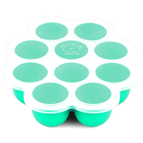KeaBabies Silicone Baby Food Freezer Tray with Clip-on Lid, 2oz x 10 Pods Baby Food Freezer Molds, Breast Milk Freezer Tray, Dishwasher, Microwave, BPA-Free Baby Food Storage Tray (Alpine Green)
