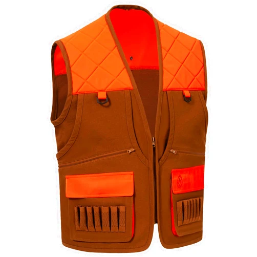 BASSDASH Multi Pockets Upland Field Bird Hunting Vest Blaze Orange Brown Water Resistant Rip Stop for Men Women
