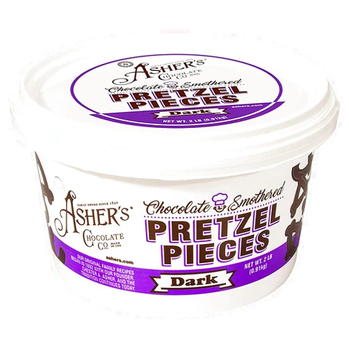 Asher's Chocolates, Chocolate Covered Pretzels, Bulk Smothered Pretzels, Gourmet Sweet and Salty Candy, Small Batches of Kosher Chocolate, Family Owned Since 1892 (2lbs, Dark Chocolate)