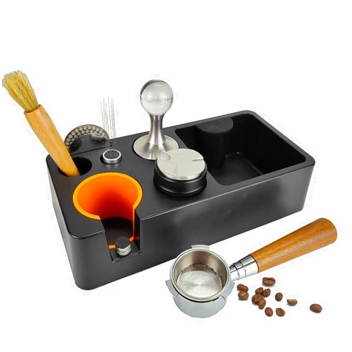 YInonma Espresso Knock Box, Tamping Station Fit 51 to 58MM Espresso Tamper, Distributor, Portafilter & Puck Screen Accessories, Knock Box Espresso for Barista Accessories