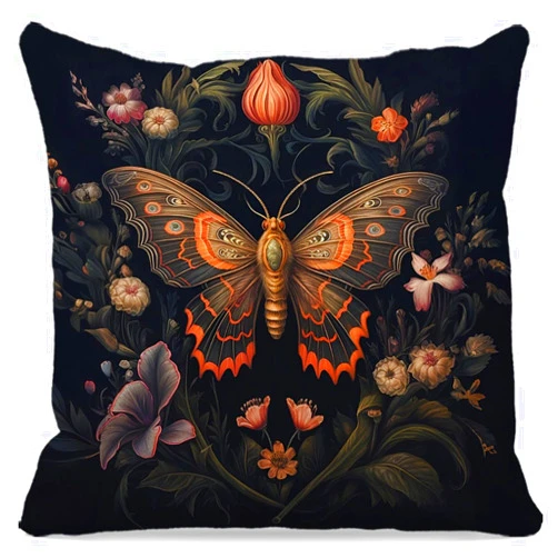 OFlich Gothic Moth Pillow Cover - Witch Gifts, Luna Moth Pillow Covers 18X18, Witchy Decor Aesthetic, Goth Gifts, Gothic Decor for Home, Goth Room Decor