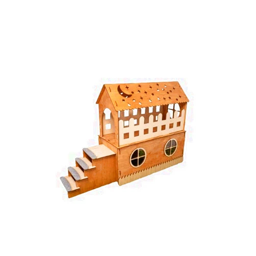 Kyivworkshop Modern Rabbit House - Castle, For 2 Rabbits, Guinea Pig (No pillow no fleece)