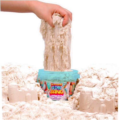SLIMYSAND by Horizon Group USA, 1.5 Lbs of Stretchable, Expandable, Moldable Cloud Slime, Non Stick, Slimy Play in A Reusable Bucket, Sand- A Sensory Activity