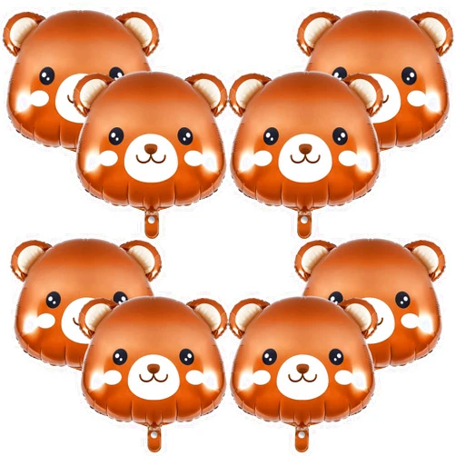 Junkin 8 Pcs Bear Balloons 21x22 Inch Animal Bear Baby Shower Decorations Helium Brown Foil Balloons for Jungle Woodland Animal Farm Safari Theme Party Decoration