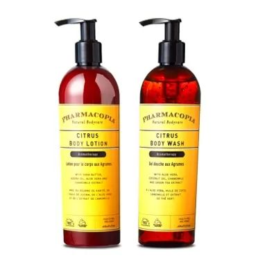 Pharmacopia Citrus Body Lotion and Body Wash Bundle, 16oz Bottles