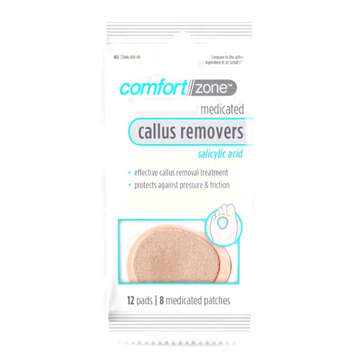 Comfort Zone Medicated Callus Removers, Effective Callus Removal Treatment with Salicylic Acid, 8 Medicated Patches and 12 Protective Pads