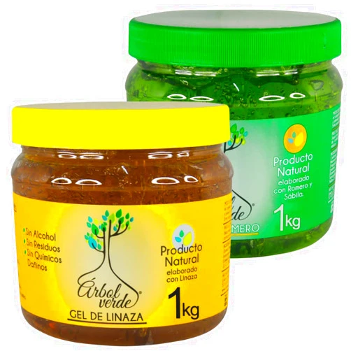 Arbol Verde Linseed Gel for Curls - Natural Rosemary Gel - Green Tree - Hair Setting Gel - 2-Pack - Alcohol-Free Gel - 500g