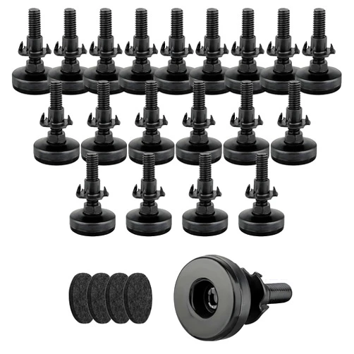 Hyuetrsa 20Pcs Furniture Leveling Feet,Threaded Leveling Feet,Adjustable Furniture Leveling Feet with T- Nut Kit 5/16”-18 Thread,Adjuster Furniture Levelers Foot for Tables,Chairs and More,Black