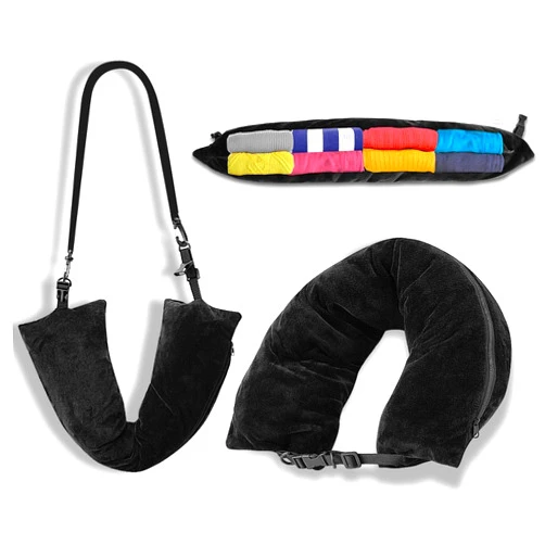 Generic Travel Neck Pillow Stuffable with Clothes,Stuffable Neck Pillow for Traveling,Fillable Travel Neck Pillow Extra Storage Bag,Soft Velvet Neck Pillow Case Cover,Packable for Airplane Travel Essentials