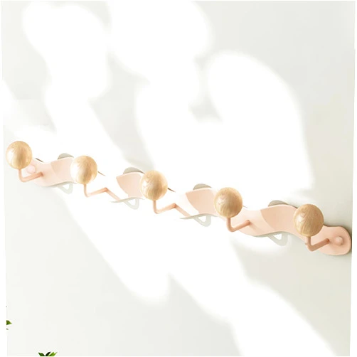 IRUGS Coat Rack, Wooden Wall Mounted Coat Hook, Kids Coat Hooks, Entrance Door Coat Racks - Coat Hat,Towel, Purse,Robes,Mudroom, Bathroom(Apricot,49.5cm/19.48in)