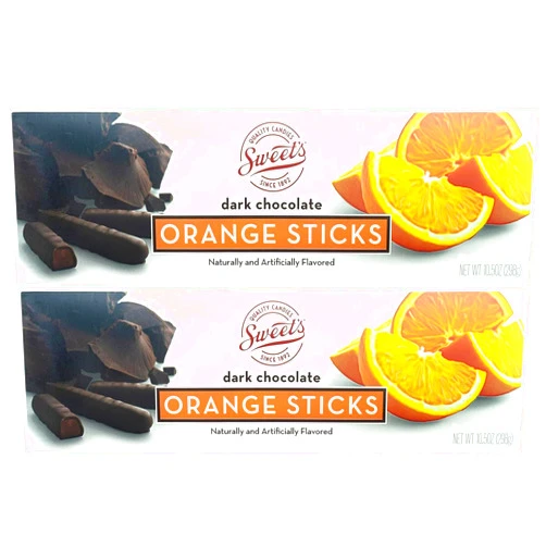 Sweet Candy Company Dark Chocolate Orange Sticks - Gourmet Chocolate Covered Sticks, Chocolate Fruit Flavored Sticks, Gift Idea for Holidays, Gluten Free, Kosher - 10.5 oz Box (Pack of 2)