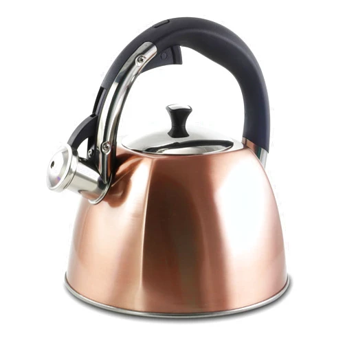 Mr. Coffee Belgrove 2.5 Quart Stainless Steel Whistling Tea Kettle, Square, Metallic Copper