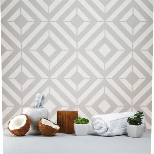 Zhuper Tile Stencil for Painting Floors Walls 12x12,Geometric Square Stencils for Wall Painting,Reusable Template Stencils Floor Drawing Set of 2,Home Farmhouse Wall Art Furniture Decoration