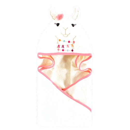 Little Treasure Unisex Baby Cotton Animal Face Hooded Towel, Llama, One Size