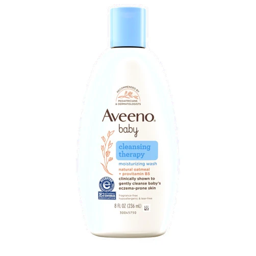 Aveeno Baby Cleansing Therapy Moisturizing Baby Body Wash with Natural Oatmeal & ProVitamin B5, Gentle Tear-Free Baby Bath Wash for Sensitive & Eczema-Prone Skin, Hypoallergenic, 8 oz