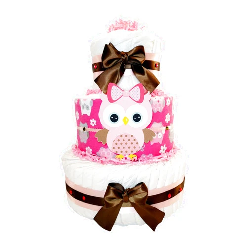 Fine Diaper Cakes Pink Owl Diaper Cake