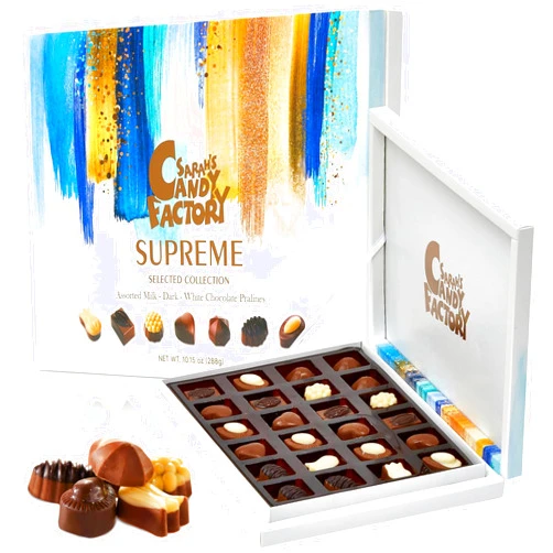 Sarah's Candy Factory Chocolate Gift Box, Premium Gourmet Assorted Chocolate, Supreme Selected Collection, Dark and White Chocolate Praline, Luxury Gift Chocolate, Pralines 10.15 Oz