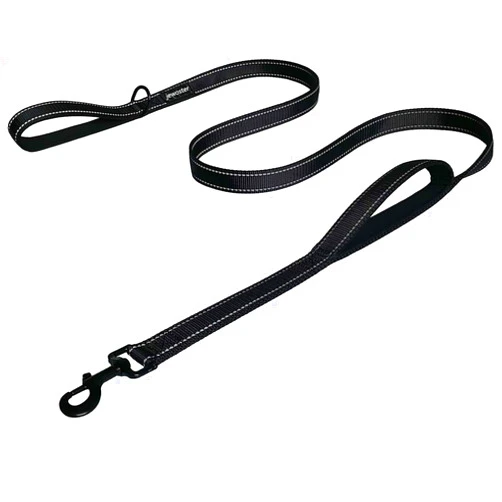 JEWOSTER Heavy Duty Dog Leash - 2 Handles by Padded Traffic Handle for Extra Control, 6foot Long - Perfect for Medium to Large Dogs 6 ft Black