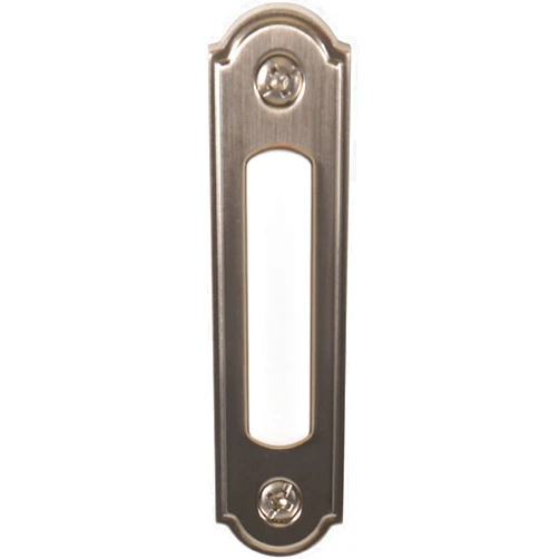 Newhouse Hardware LED Lighted Metal Door Chime Push Button (Satin Nickel) | Surface Mount Lighted Door Bell Button | Replacement Wired Doorbell Button for Most Door Bell Chimes