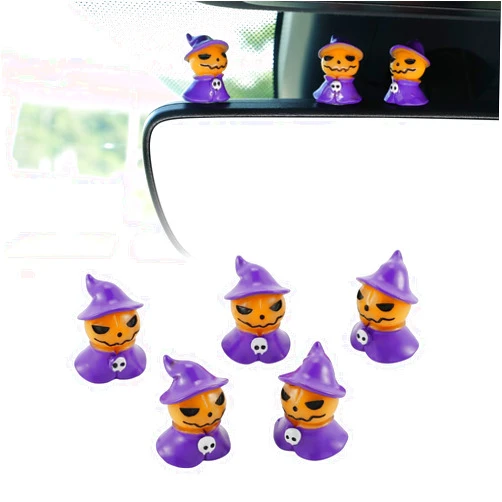 SINGARO Halloween Car Decor, 5PCS Cute Car Decorations, Car Rearview Mirror Accessories, Car Interior Accessories, Pumpkin Wizard
