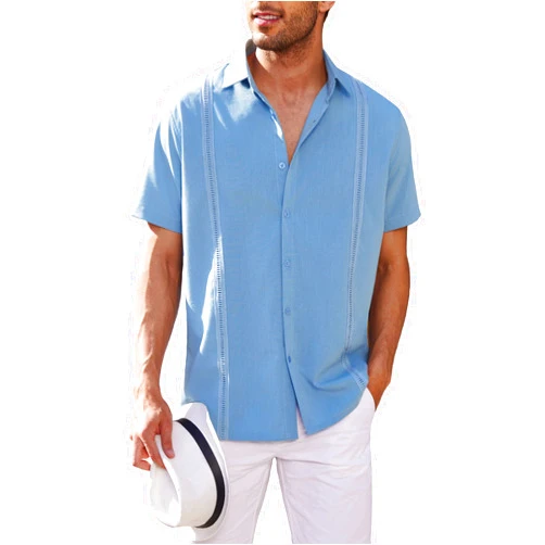 COOFANDY Mens Short Sleeve Cuban Guayabera Shirt Casual Summer Beach Button Down Shirts