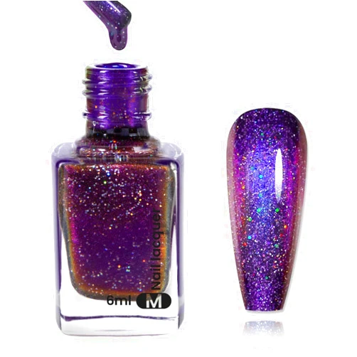 U-Shinein Holographic Nail Polish, Ultra Holographic Nail Polish Dark Blue to Purple Multichrome Color Changing, Fast Dry & Glitter Polish Sparkle Nail Polish Varnish DIY at Home Salon