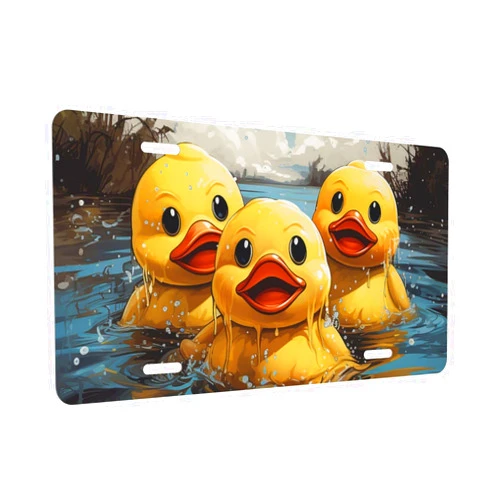 Generic Cute Rubber Ducks Yellow License Plate Car Decor 6 X 12 Inch Front License Plate Vanity Tag Aluminum, White