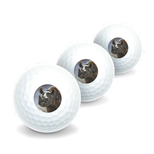 GRAPHICS & MORE Black Rhino Rhinoceros Novelty Golf Balls 3 Pack