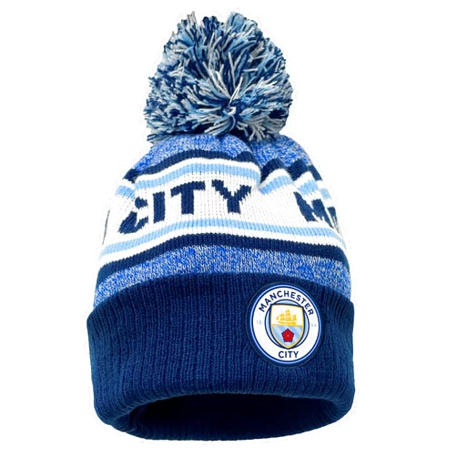 Fan Ink Manchester City Beanie Knitted Ski Hat, Licensed M. City Winter Hat White