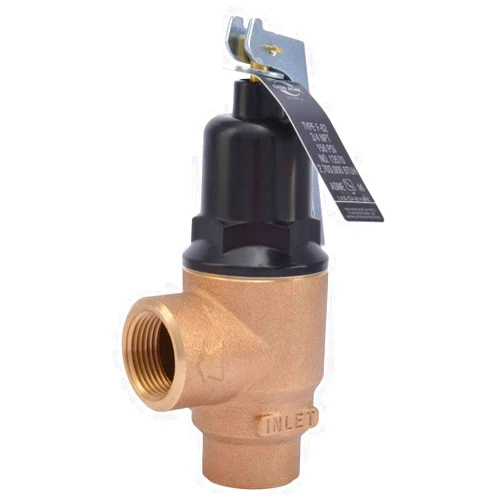 Cash Acme 3/4 Inch F-82 Relief Valve with Lever Set at 150 PSI, Bronze Plumbing Fitting, 13570-0150