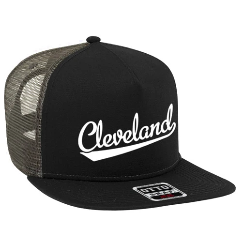 NOFO Clothing Co Cleveland Script Baseball Font Snapback Trucker Hat