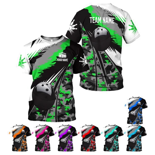 Tinoshop Custom Bowling Shirts for Men Women Personalized 3D Team Gift Name Funny Bowling Shirt Unisex Bowling Ball Bowling Lover
