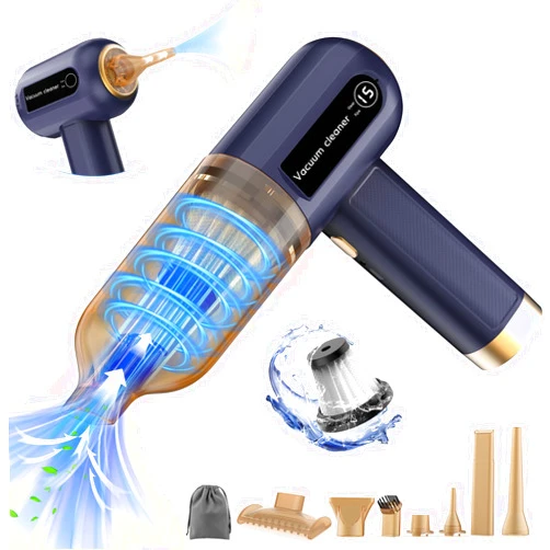 Hayousui Handheld Car Vacuum with 3 Suction Power & Speed Display：15000Pa Keyboard Vacuum Cleaner Mini 4 in 1 Compressed Air Duster Cordless Hand Pump for Computer Sewing Machine Home Office Pet Hair